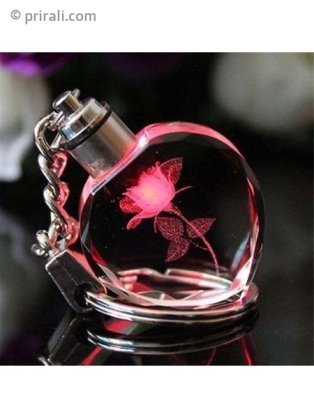 Porte-clés Lumineux Coeur Cristal Fleur